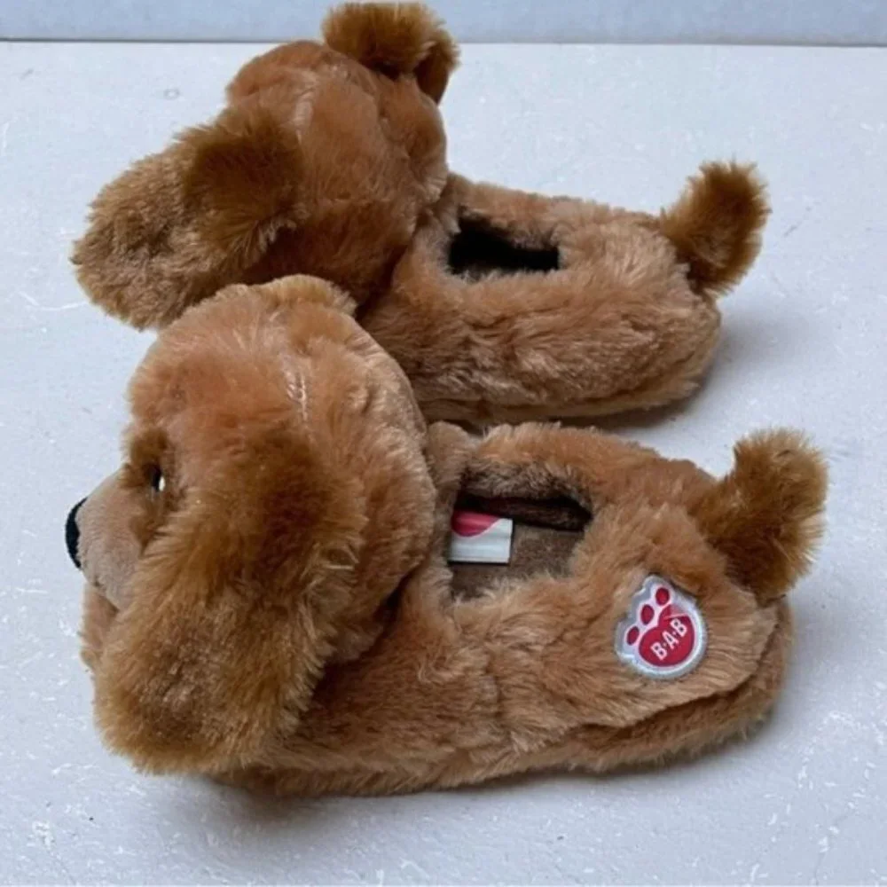 Build A Bear Dog Slippers Kids Small Puppy Dog Stuffed Animal Cozy Comfort Soft